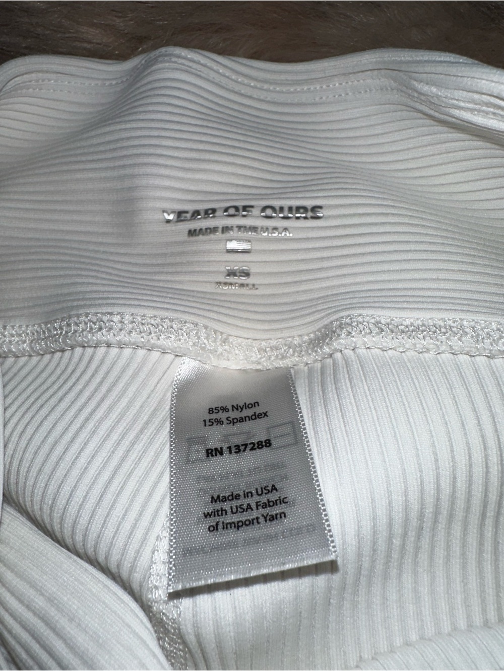 Year Of Ours White Ribbed High Waisted Leggings sz XS - Picture 4 of 6